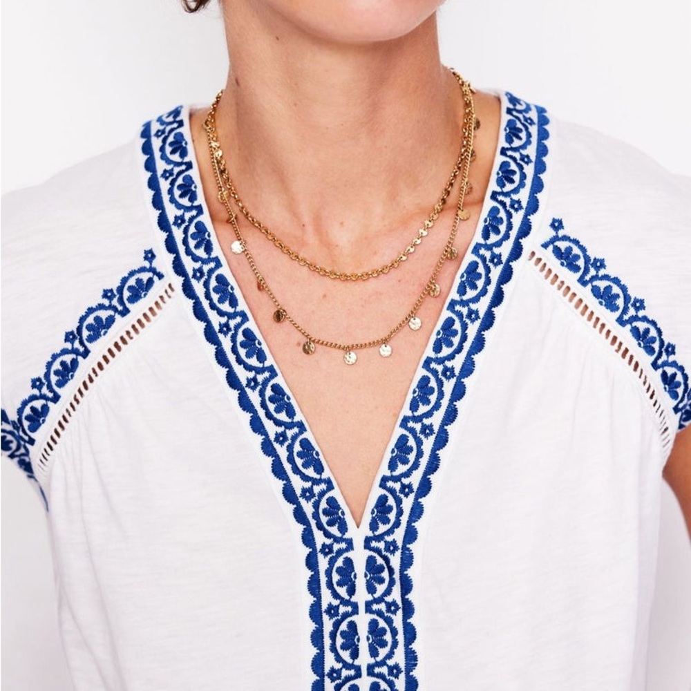 Boden  Hazel Cotton Embroidered Top
White and blue - Picture 4 of 11